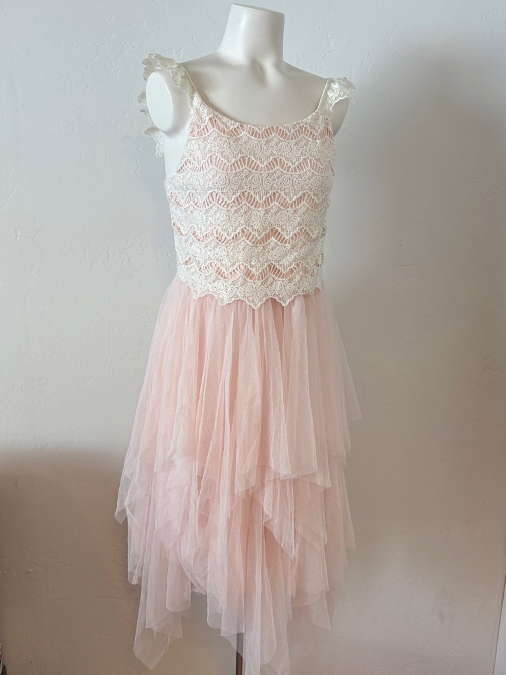 FINAL! lilt Lace Bodice & Layered Tulle Pink Formal Dress